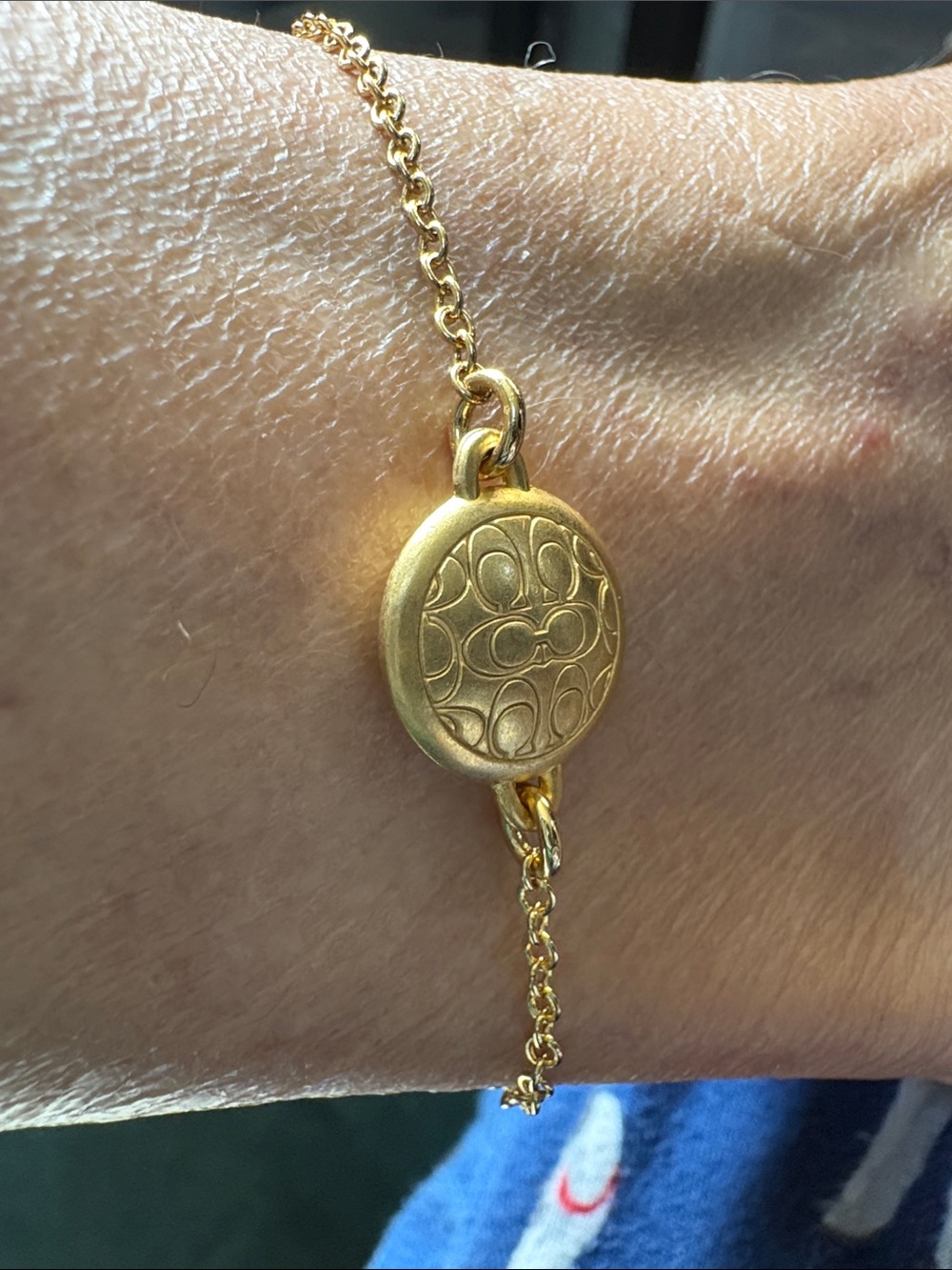 Coach Gold-Tone Signature Disc Chain Bracelet/Anklet